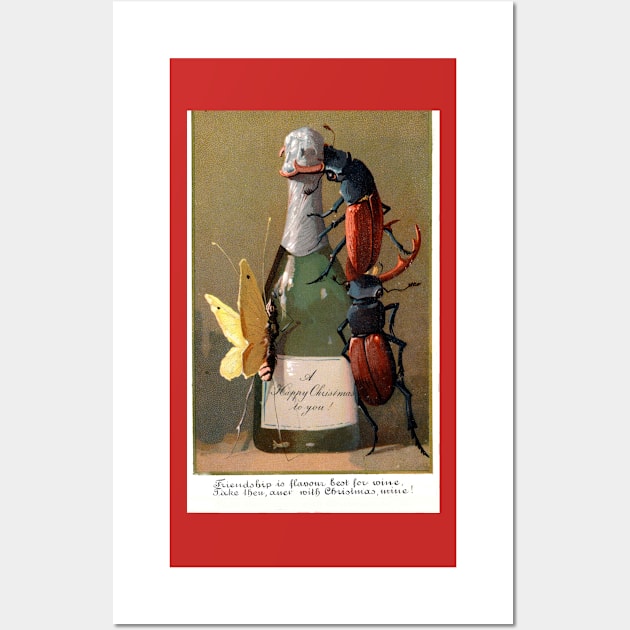 Victorian Christmas Wine and Insects Greetings Wall Art by forgottenbeauty